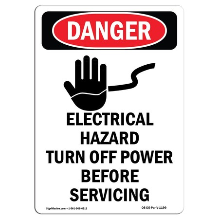 Signmission Safety Sign, OSHA Danger, 5" Height, Electrical Hazard Turn, Portrait, 10PK OS-DS-D-35-V-1199-10PK